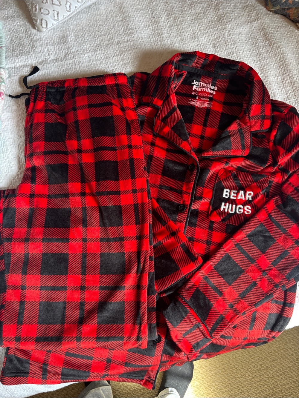 Red & Black Plaid women’s  Pajama Set - "Bear Hugs"